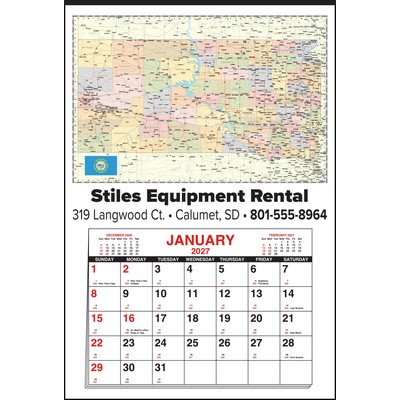 Small South Dakota State Map Full Apron Calendar