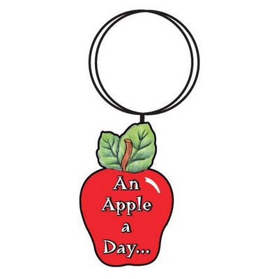 Apple w/ Daily Apple Slogan Keychain w/Mirrored Back (10 Square Inch)