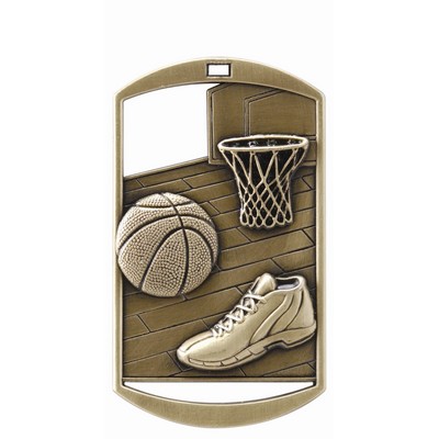 Dog Tag Medal, "Basketball" - 2"
