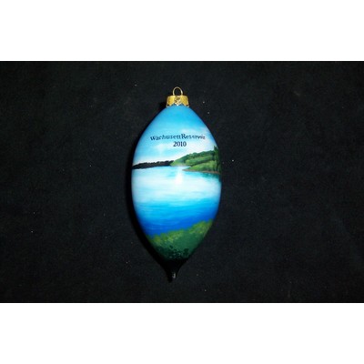 Small Olive Shape Glass Ornament - Simple Artwork