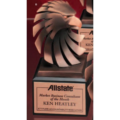 Antique Bronze Finish Modern Eagle Head Trophy (7")