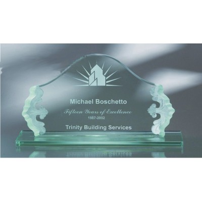 7 5/8" Jade Glass Waterfall Fan Award