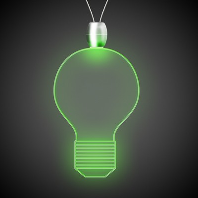 24" Green Light Bulb Light-Up Pendant Necklace(Pad Printed)