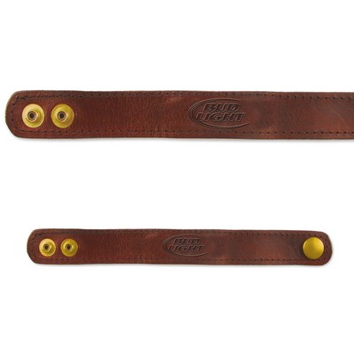 Synthetic Leather Bracelet w/Embossed Logo (2 Snaps)