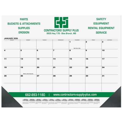 Black 13 Month Calendar Desk Pad w/1 Color Imprint (21 ¾"x 17")