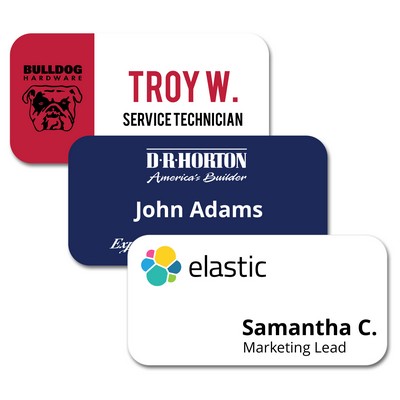 3" x 1.5" Glossy Plastic Name Badge w/Full Color Imprint & Personalization