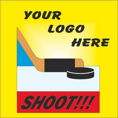 Hockey Puck & Stick Metal Photo Magnet w/ Magnetic Back (2 1/2" Square)