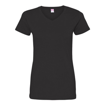 LAT® Sportswear Women's V-Neck Fine Jersey Tee