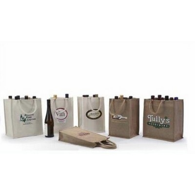 6 Bottle Canvas Tote Bag (12"x8"x14.5")