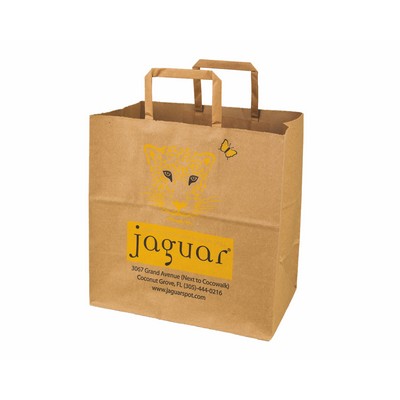 Recycled Kraft Paper Shopping Bag w/ Flat Handles (12"x7"x12")