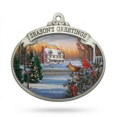 3D Gallery Print Collection Season's Greetings Winter Cardinal Scene Mini Ornament