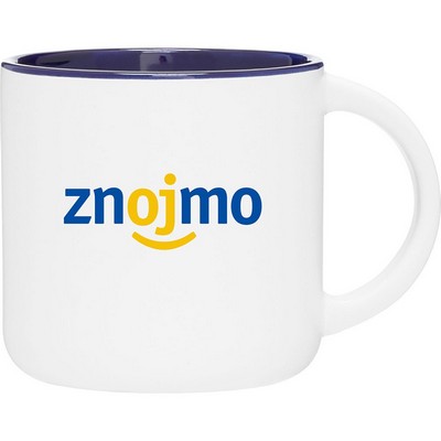 14 oz Minolo Ceramic Mug (Matte White/Cobalt Blue)