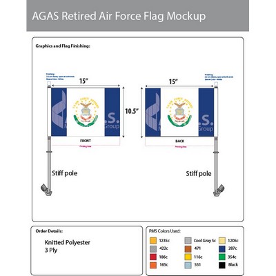 Air Force Retired Car Flags 10.5x15 inch Premium