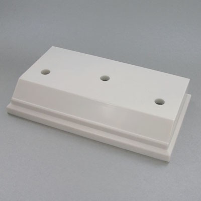White Plastic Rectangle Trophy Base w/3 Mounting Holes (6-3/8" x 3-5/8")