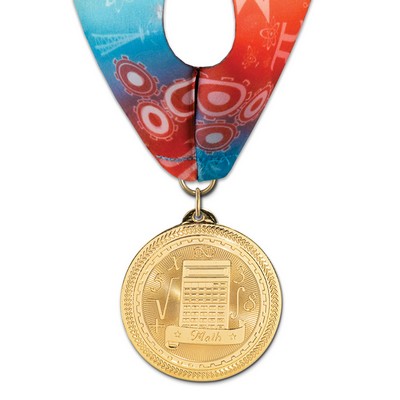 Math Brite Laser Medal w/Stock Millennium Neck Ribbon (2")