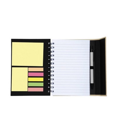 Spiral Notebook with Sticky Notes & Pen