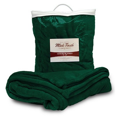 Mink Touch Luxury Blanket 50"X60"-- Forest Green -- (Embroidered)