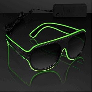 Green "Neon Look" Aviator EL Shades - BLANK