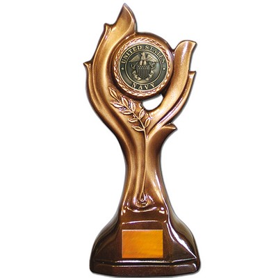 Stock 12" Victory Trophy With 2" US Navy Coin and Engraving Plate