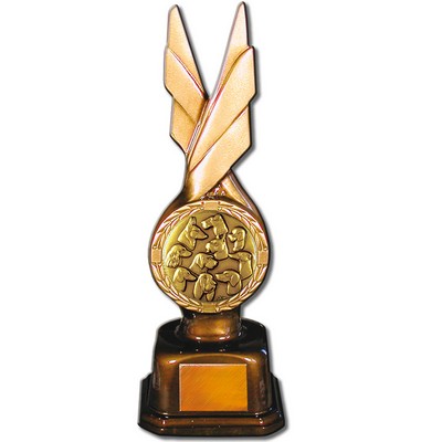 Stock Phoenix 9" Trophy with 2" Dogs Coin and Engraving Plate