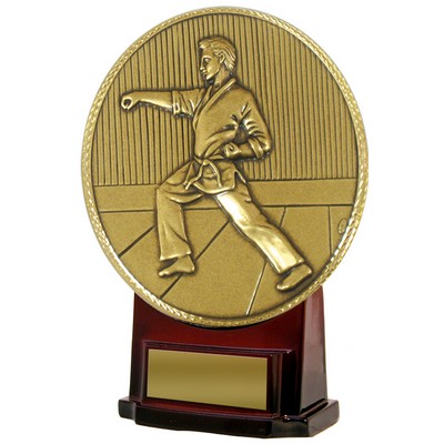 Stock 7" Medallion Trophy with 5 1/2" Karate Insert with Engraving Plate