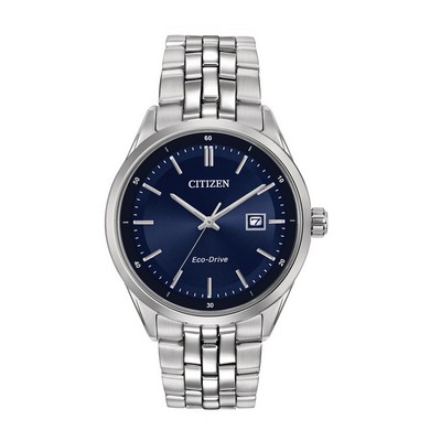 Citizen® Men's Corso Eco-Drive Stainless Steel Watch W/ Blue Dial & Silver Accents