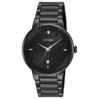 Citizen® Men's Quartz Watch w/Black Tone Bracelet & Dial