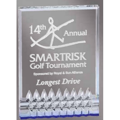 Large Blue Rectangle Award w/Diamonds
