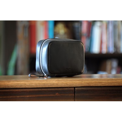 Tech Carry Case Calf w/Vachetta Leather Trim - Onyx - Borlino