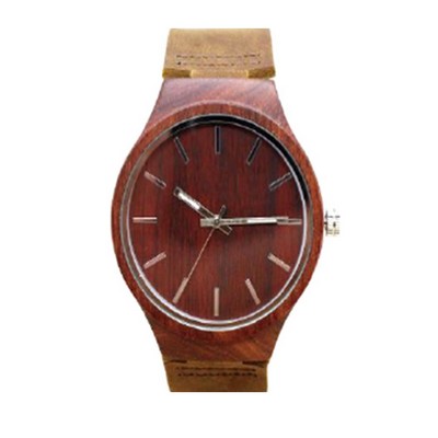 Red Sandalwood & Leather Watch