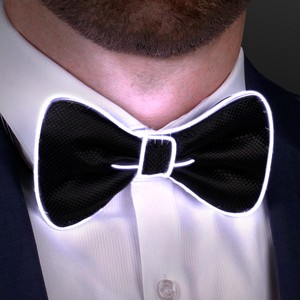 Chill White EL Wire Glow Bow Ties, Wedding Accessories - BLANK