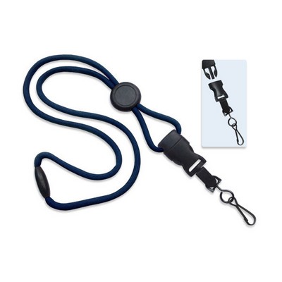 1/4" Blank Detachable Lanyard w/Round Slide &amp; Swivel Hook (Navy Blue)