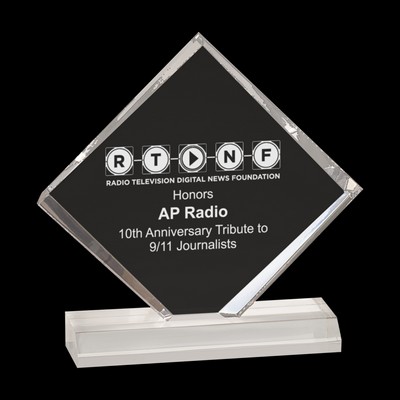 Clear Diamond Jewel Beveled Acrylic Award Blank (3½"x3½")