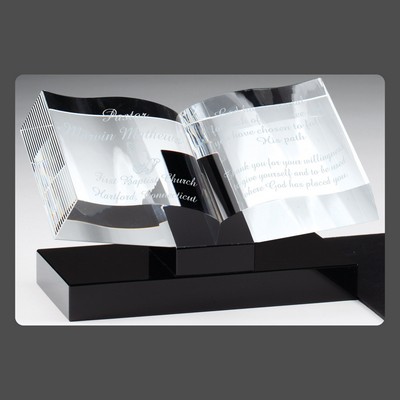 Crystal Open Book Award on Black Base (7½"x4¾")