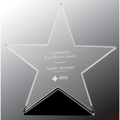 7 3/4" x 71/2" Clear Glass Star on Black Base