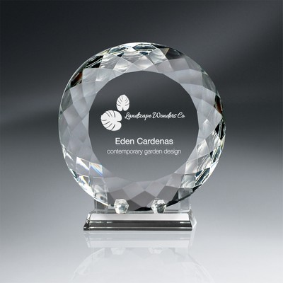 Round Crystal Plate with Crystal Stand (7"x7.5"x2.25)