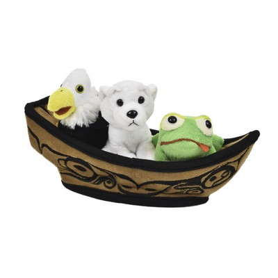 Bill Helin Canoe Playset w/3 Finger Puppets - Spirit Bear, Frog & Eagle