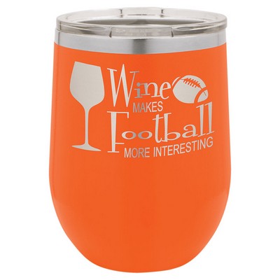 12 Oz. Stainless Steel Wine Tumbler - Orange