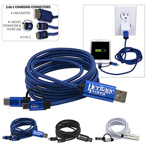 "OSLO" 5-in-1 Braided 6' Long Cell Phone Charging Cable(Overseas)