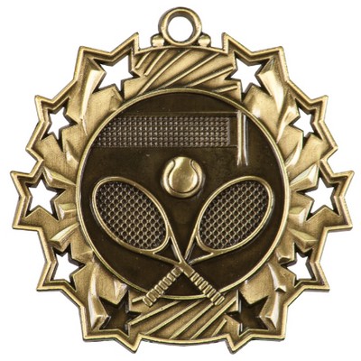 2 1/4" Ten Star Antique Finish Medal-Tennis