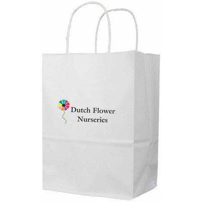 White Kraft Paper Paper Shopping Bag Digital Print (8"x4.5"x10.75")