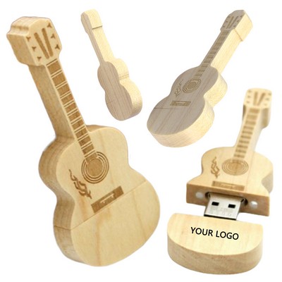 Wooden Guitar Shape Memory Stick Thumb USB Flash Drive 32G
