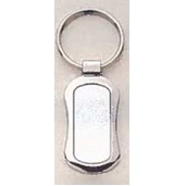 Bristol Series Polished Silver Oval Keyring w/Matte Silver Insert (1"x 3.25")