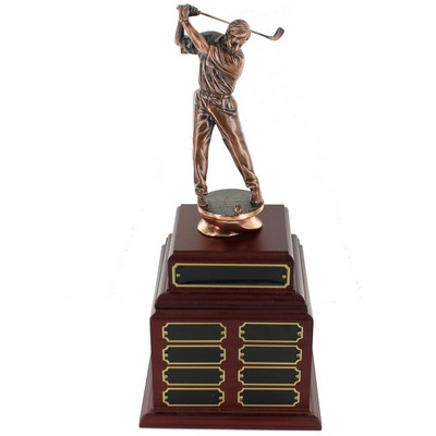 17" Perpetual Male Golf Trophy w/32 Name Plates