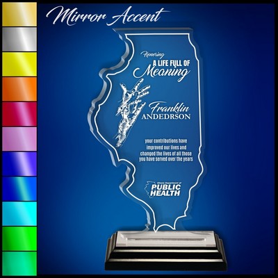 8" Illinois Clear Acrylic Award with Mirror Accent