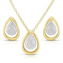 Jilco Inc. Gold Diamond Tear Drop Earring & Necklace Set