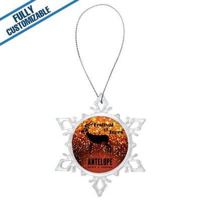 Clear Snowflake Ornament w/Insert & Silver String (3.625")