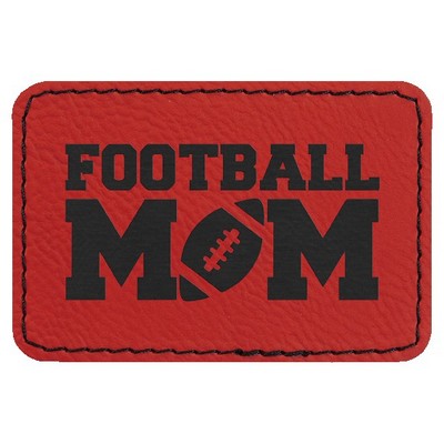 Rectangle Engraved Patch with Adhesive, Red Faux Leather, 3" x 2"