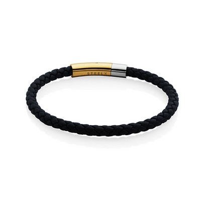 CJ Steelx Two-Tone Leather Bracelet - Black and Gold