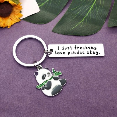 Custom Panda Shaped Zinc Alloy Keychain Imitation Enamel Keychain- One Side Printing